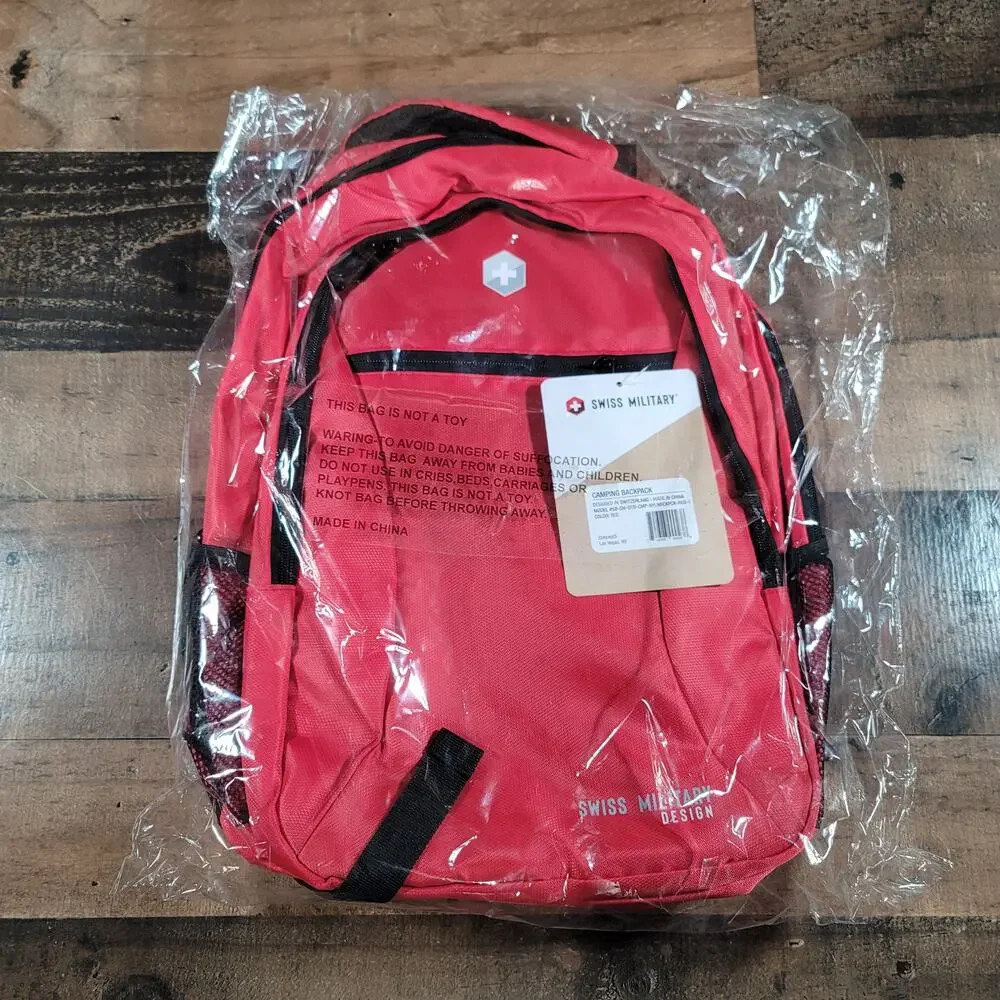 Swiss Military Red Camping Full Sized Backpack